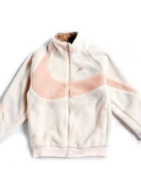 Nike Big Swoosh Reversible Boa jacket in light pink